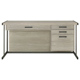 Loomis Home Office - 60" 4-Drawer Computer Desk, File Cabinet & 72" Bookshelf in Whitewashed Grey – view 8