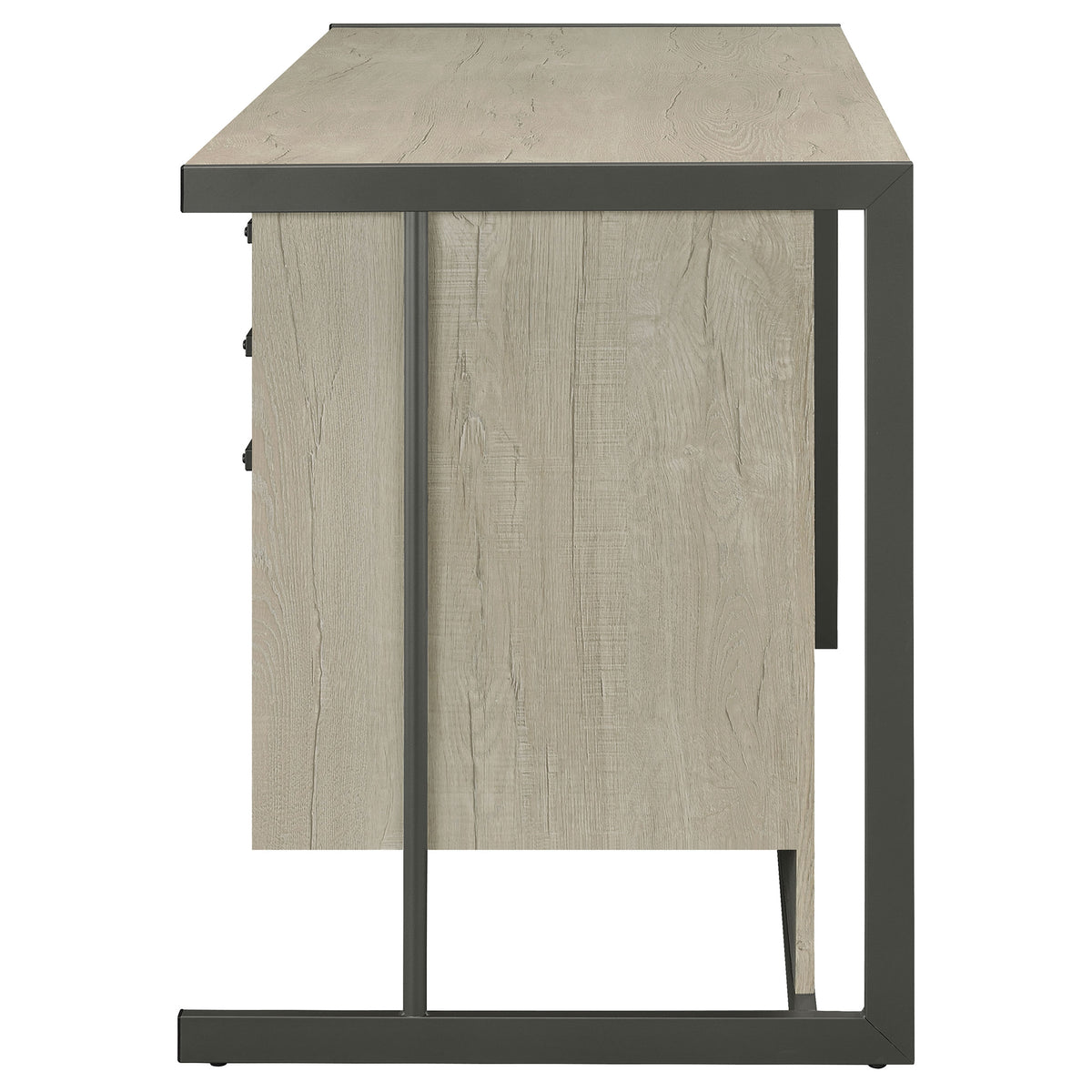 Loomis Home Office - 60" 4-Drawer Computer Desk, File Cabinet & 72" Bookshelf in Whitewashed Grey – view 9