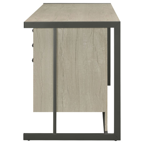 Loomis Home Office - 60" 4-Drawer Computer Desk, File Cabinet & 72" Bookshelf in Whitewashed Grey – view 9