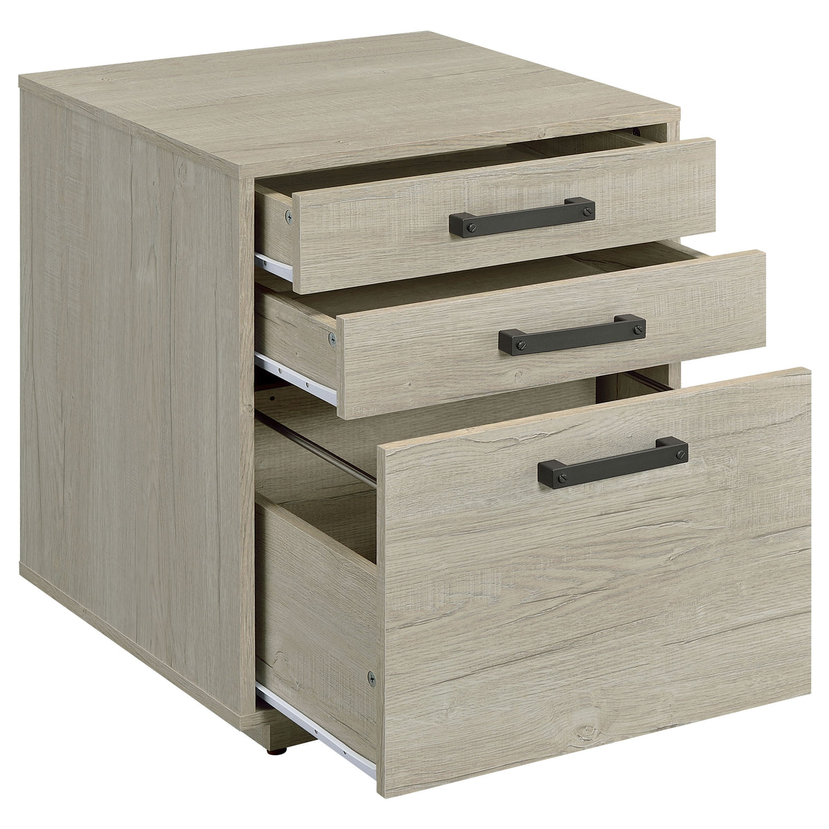 Loomis Home Office - 60" 4-Drawer Computer Desk, File Cabinet & 72" Bookshelf in Whitewashed Grey – view 18