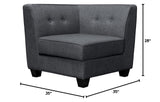 Vendome Fabric Upholstered Modular Corner-Piece in Gray - side view