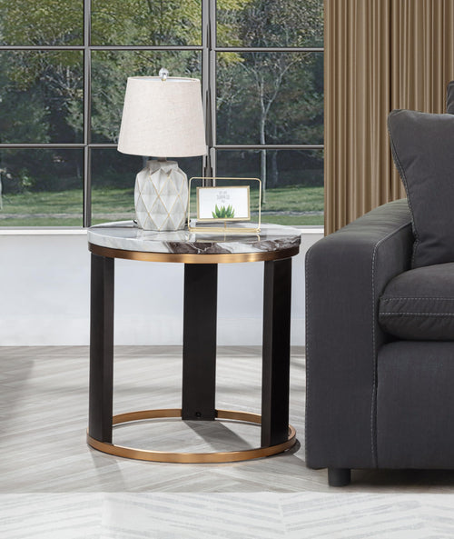 Tvano 24" Round End Table in Icelandic Ivory