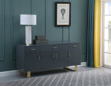 Tyrion Gray Lacquer Sideboard with Gold Accents