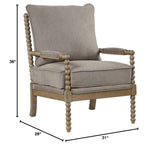 Hanako Accent Chair in Taupe And Natural Oak - side view