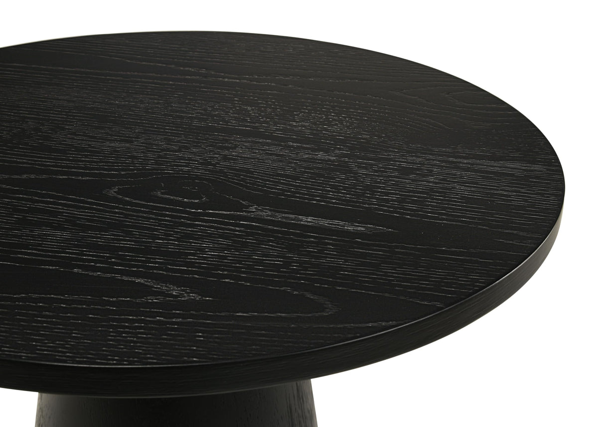 Terra 20" Round Pedestal Console Table in Ebony Black - detail view