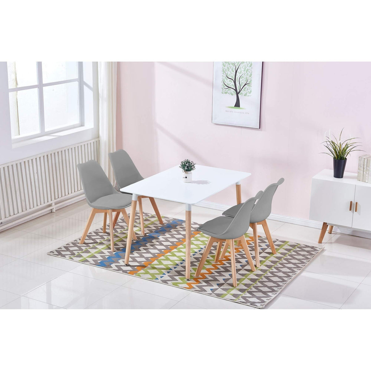 Giselle Mid-Century 5 Pcs Dining Set 5-Piece in Black - front view
