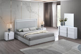 Denver Modern Upholstered Platform Bed Frame, Queen, Contemporary Bedroom Collection in Gray Cloud - back view