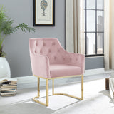 Lilia Modern Tufted Accent Chair with Gold Legs in Pink - front view