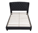 New Tufted with Wingback Platform Bed Black Queen - detail view - Black