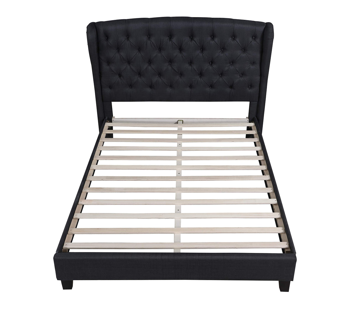 New Tufted with Wingback Platform Bed Black Queen - detail view