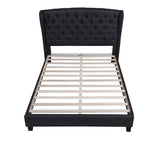 New Tufted with Wingback Platform Bed Black Queen - detail view