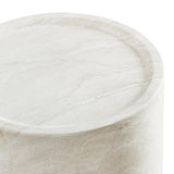 Vyn 18" Round End Table Concrete Travertine Finish, Modern Organic Drum Side Table in Cloud - back view