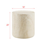 Vyn 18" Round End Table Concrete Travertine Finish, Modern Organic Drum Side Table in Sand - side view