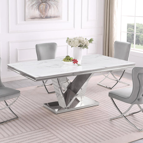 Thiago Dining Table in Silver - front view