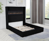 Uphoria Rabbit Velvet Modern Upholstered Queen Bed - detail view