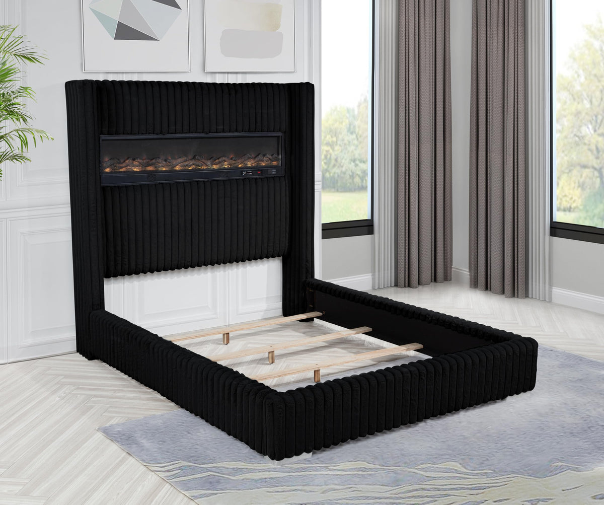 Uphoria Rabbit Velvet Modern Upholstered Eastern King Bed - angle view