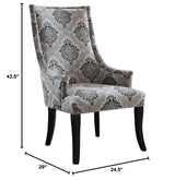 Audrey Gray Damask Fabric Accent Chair - close-up