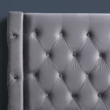 Transitional Velvet Platform, King in Grey - detail view