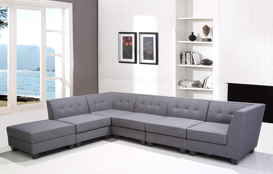 Vendome Fabric Upholstered Modular Corner-Piece in Gray