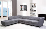 Vendome Fabric Upholstered Modular Armless Chair in Gray - front view