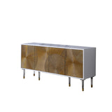 Tula High Gloss Lacquer Sideboard/Buffet with Golden Door Panels in White