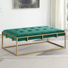 Anika Velvet Rectangular Ottoman in Green - front view