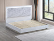 Luna 84.5" Queen Bed Frame, White Lacquered Gloss - front view