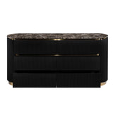 Trandell 65" Wide Modern Glam Faux Marble Top 6-Drawer Dresser - back view