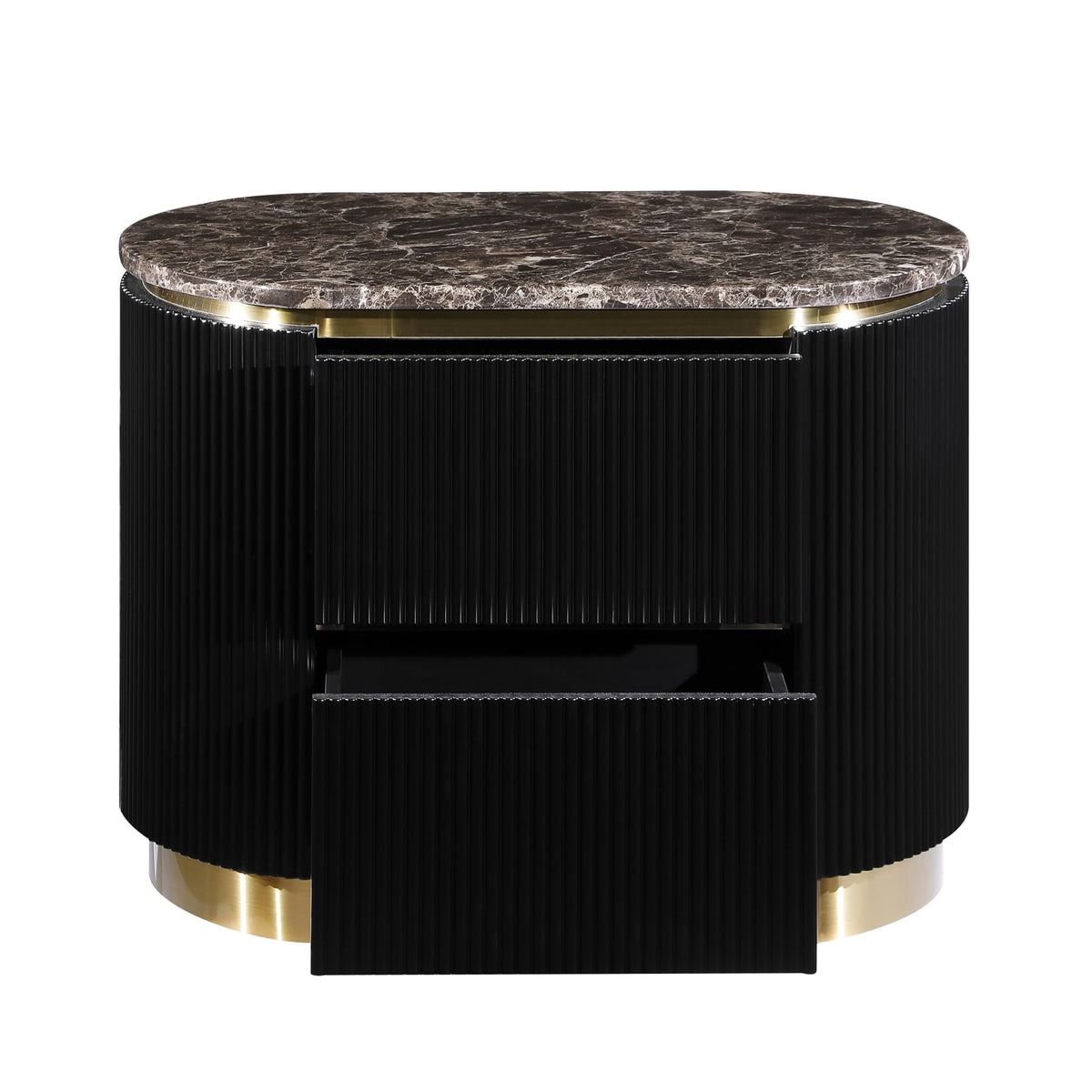 Trandell 22" High Modern Glam Faux Marble Top Nightstand - back view