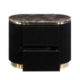 Trandell 22" High Modern Glam Faux Marble Top Nightstand - back view