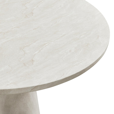 Vyn 48" Modern Round Dining Table Concrete Tavertine Finish - room setting