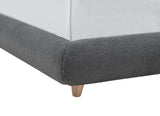 Cteris Queen Fleece Upholstered Bed Frame, Curved Side Rails and Footboard in Grey - side view