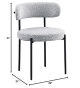 Dobby Contemporary Boucle Dining Chair with Matte Black Metal Legs - side view