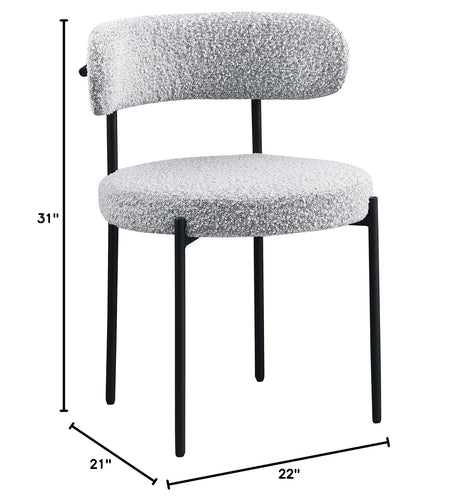Dobby Contemporary Boucle Dining Chair with Matte Black Metal Legs - side view