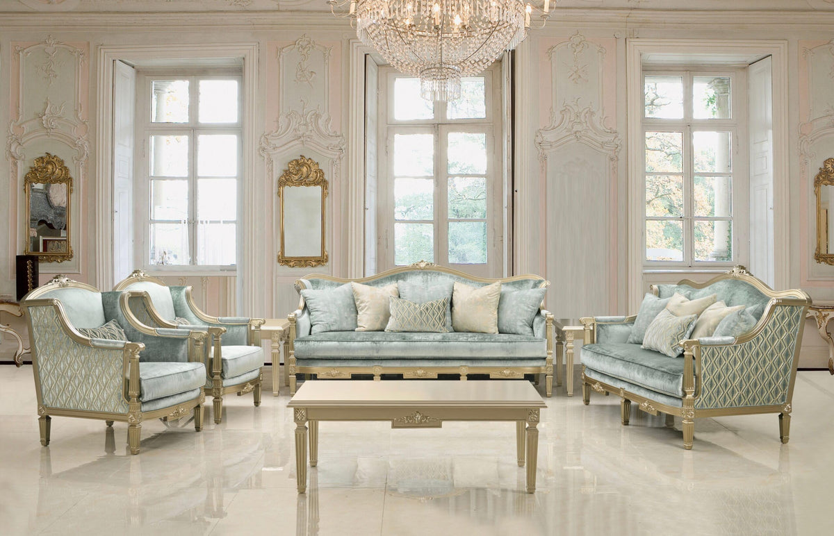 London Turquoise Sofa & Loveseat Set — product view 6