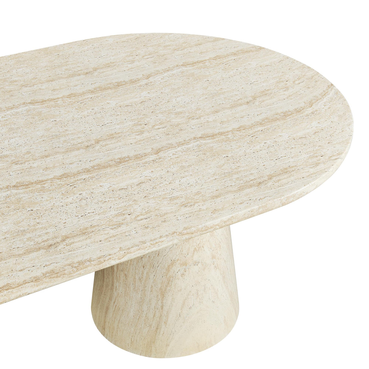 Vyn 78" Modern Oval Dining Table Concrete Tavertine Finish - room setting
