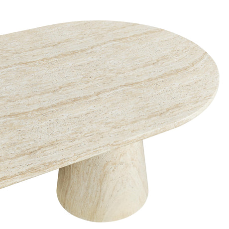 Vyn 78" Modern Oval Dining Table Concrete Tavertine Finish - room setting