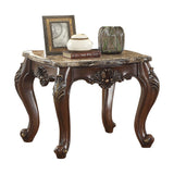 Devayne Wingback Loveseat, Chair & Marble Tables