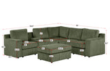 Solesse 9-Piece Contemporary Modular Sectional Sofa, Ridged 100% Polyester Upholstery in Green - side view - Green