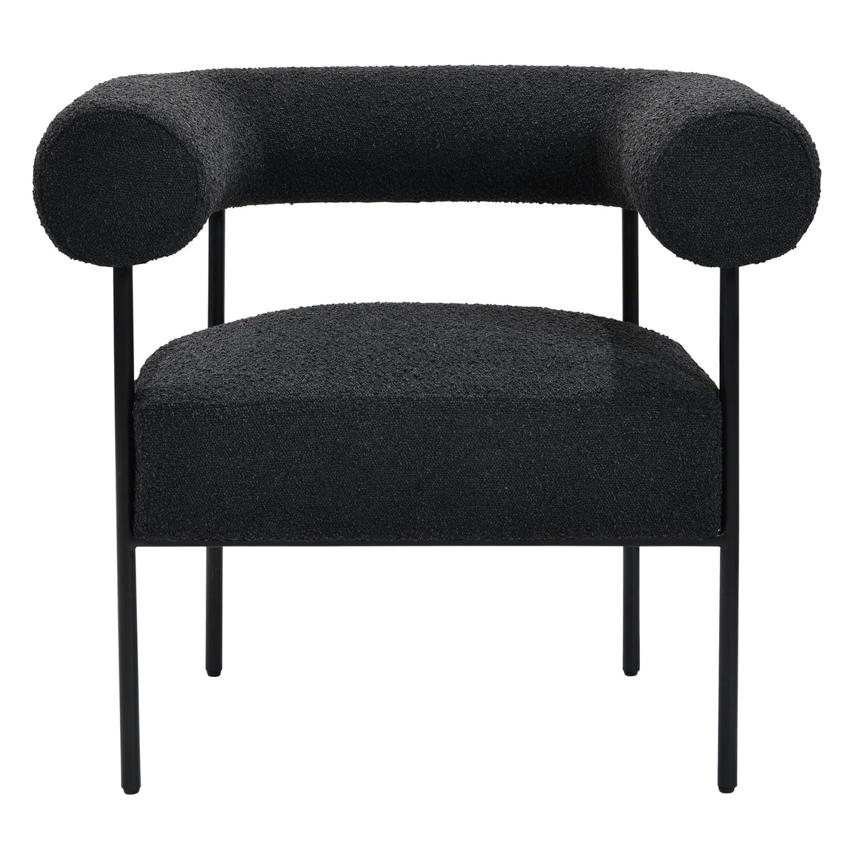 Melvin Contemporary Boucle Fabric Accent Black Legs, 1 Chair - detail view