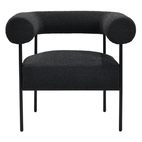 Melvin Contemporary Boucle Fabric Accent Black Legs, 1 Chair - detail view