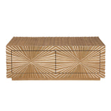 Tiffany Contemporary Gold Rectangular Coffee Table with Drawers - detail view