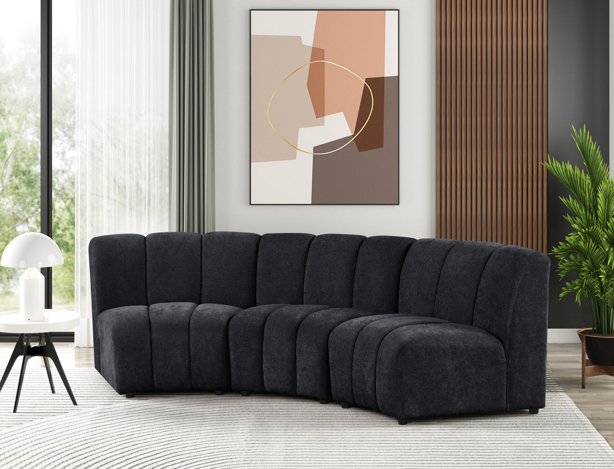 Sullessa Modern Modular Armless Living Room Chair in Black - close-up