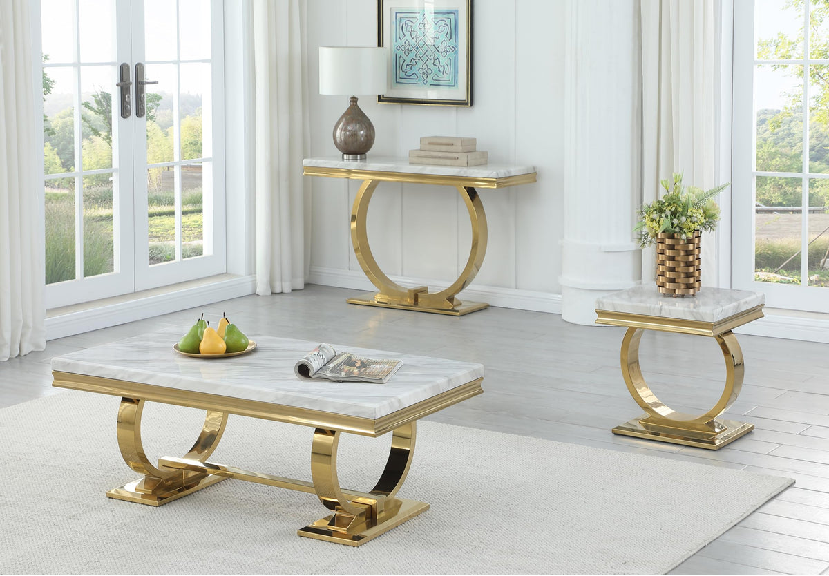 Lexington Square Faux Marble End Table - front view