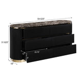 Trandell 65" Wide Modern Glam Faux Marble Top 6-Drawer Dresser - side view