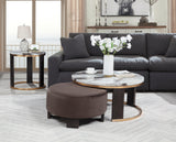 Tvano 37" Round Coffee Table with Stool, 2-Piece - front view