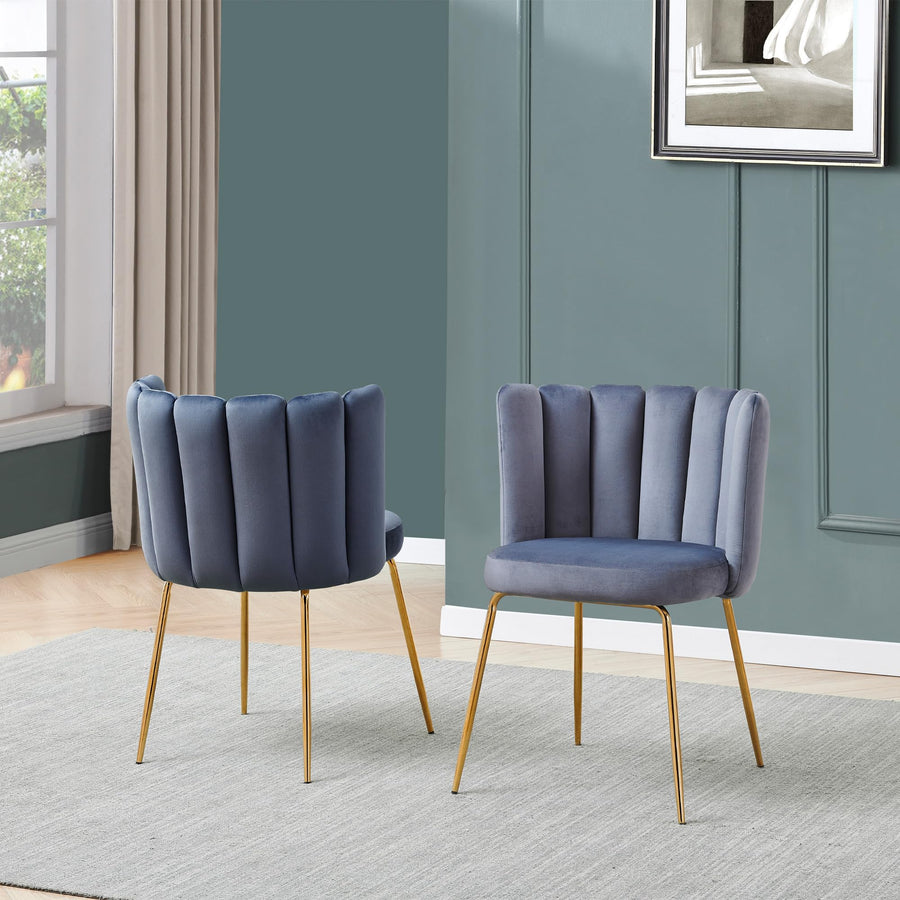 Nolan Dining Chair - Set of 2 in Grey Velvet