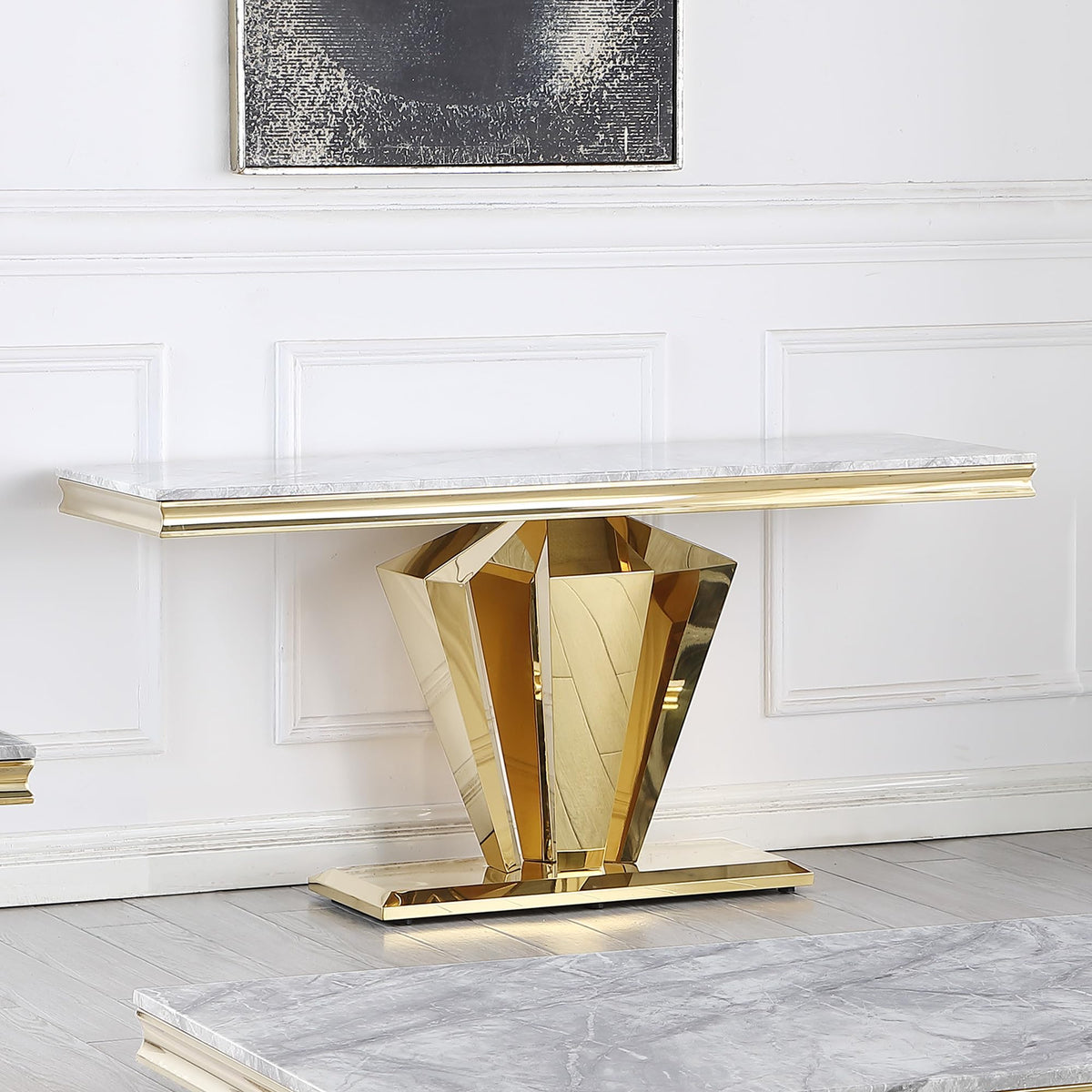 Chihiro Sofa Table in Gold - front view