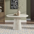 Vyn 48" Modern Round Dining Table Concrete Tavertine Finish - front view
