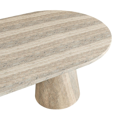 Vyn 78" Modern Oval Dining Table Concrete Tavertine Finish - room setting